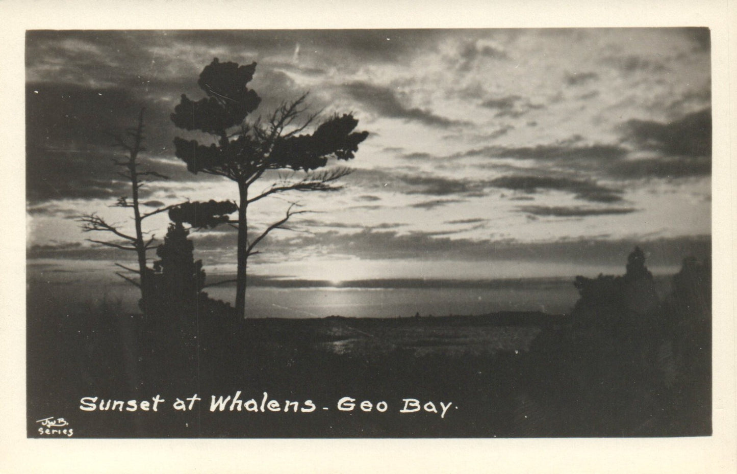 Sunset at Whalens Geo Bay "JWB Series" Midland MI Michigan Mich Postcard