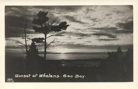 Sunset at Whalens Geo Bay "JWB Series" Midland MI Michigan Mich Postcard
