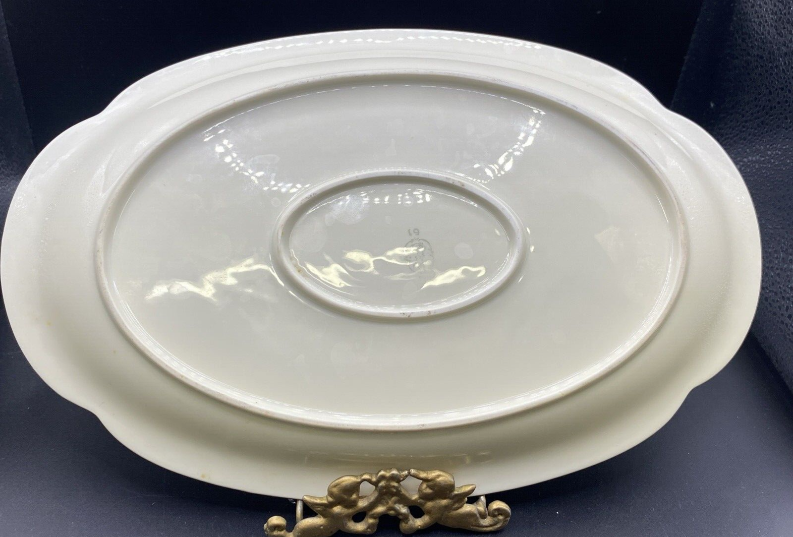 RARE Small 12" x 7 3/4" Waldershof Bavaria SERVING Platter Cream with Gold Rim