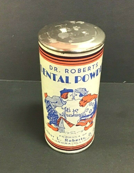 Rare Vintage Doctor Dr Roberts Dental Powder Cylinder Tin