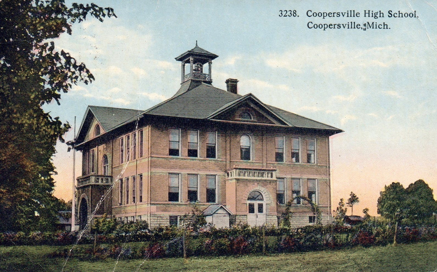 Coopersville High School Building in Coopersville MI Michigan Postcard