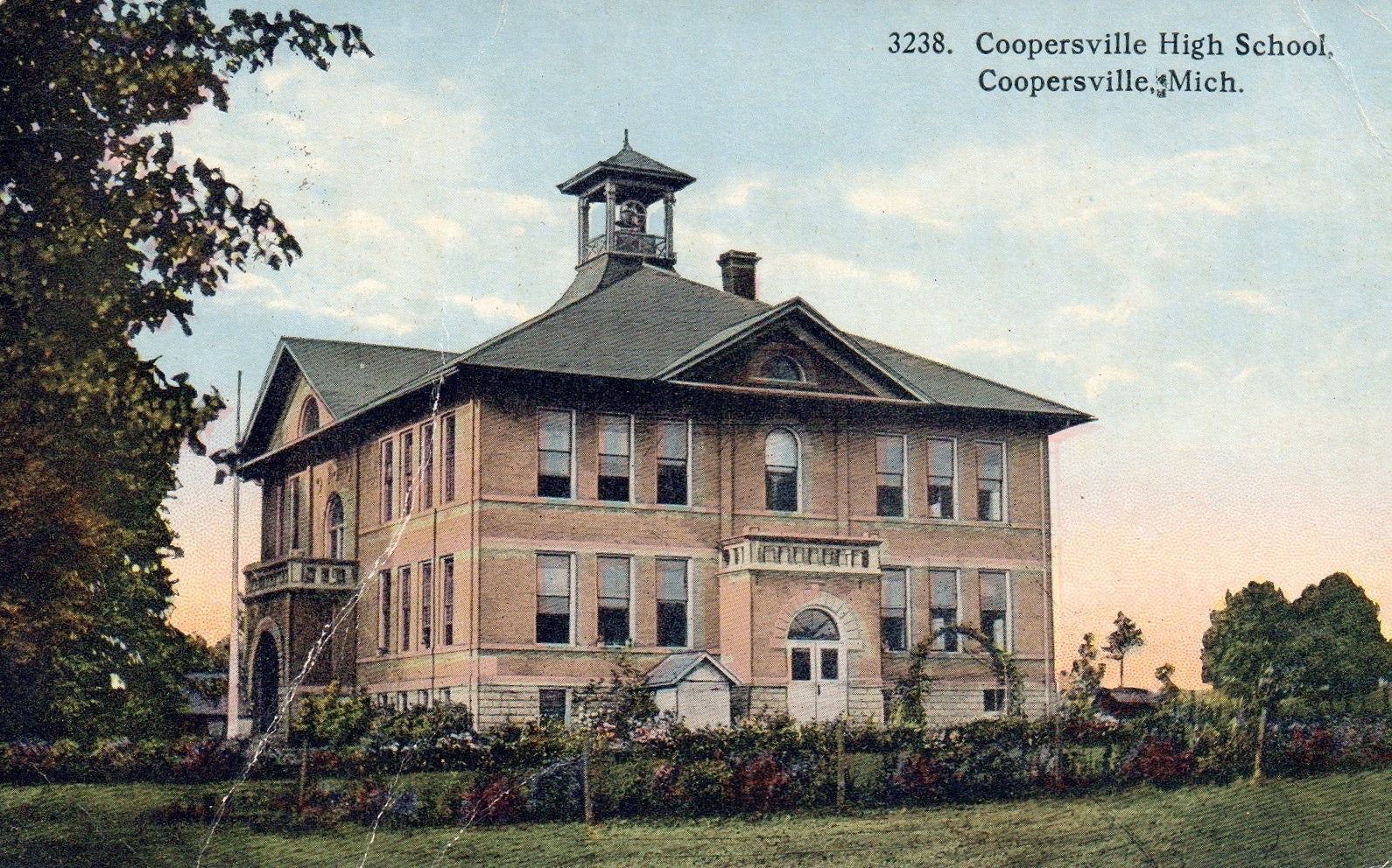 Coopersville High School Building in Coopersville MI Michigan Postcard