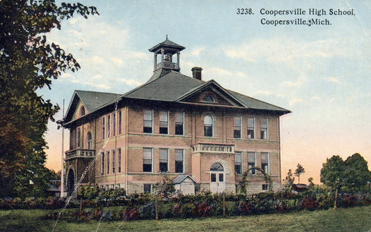 Coopersville High School Building in Coopersville MI Michigan Postcard