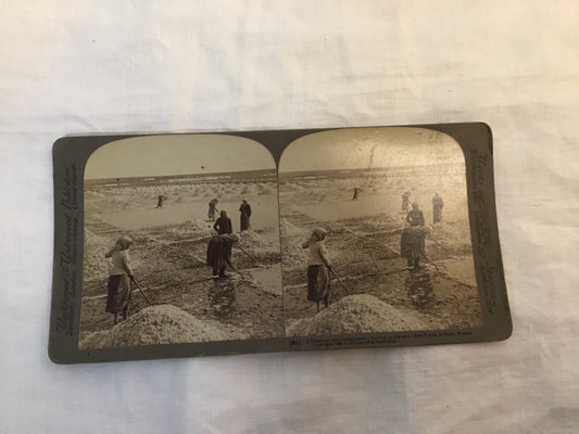 1898 Real Photo Turning the salt fields Sollmen Russia   stereoview