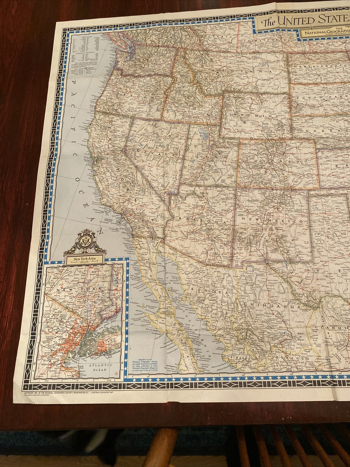 Vintage June 1951 National Geographic Map 41" x 26" 