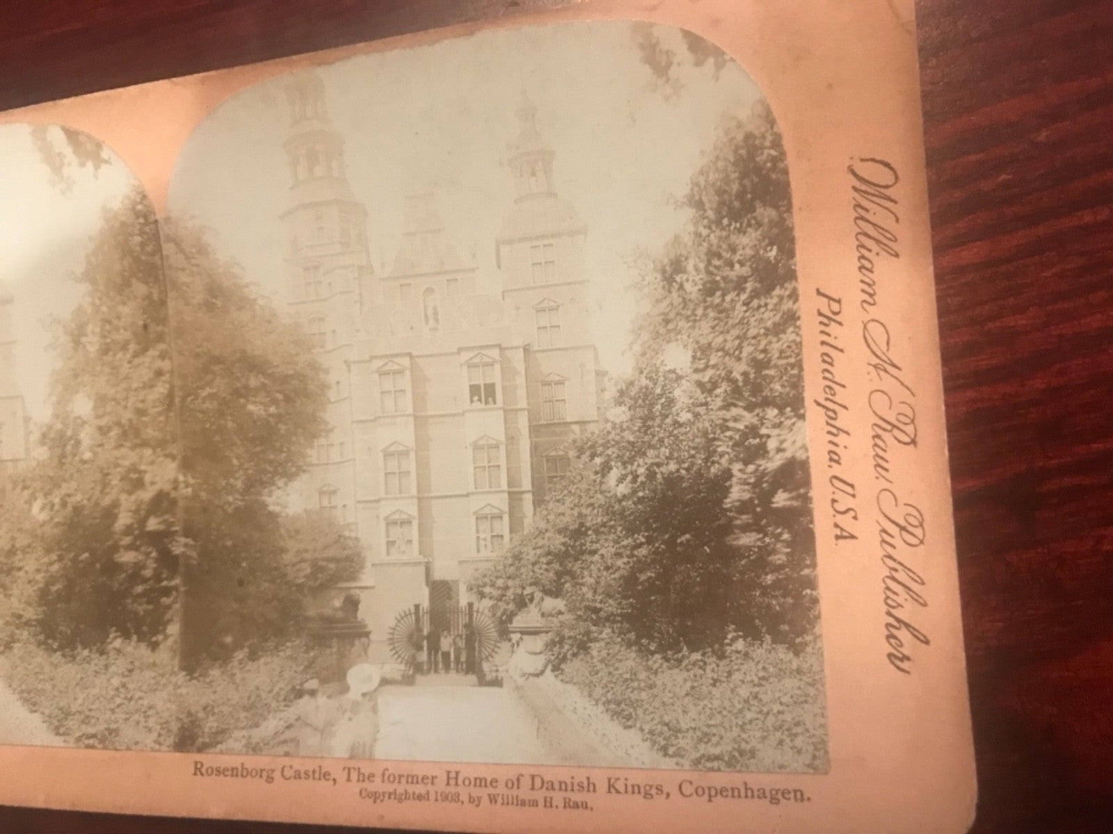 Real photo stereoview Rosenborg Castle Home of Danish Kings Copenhagen Denmark