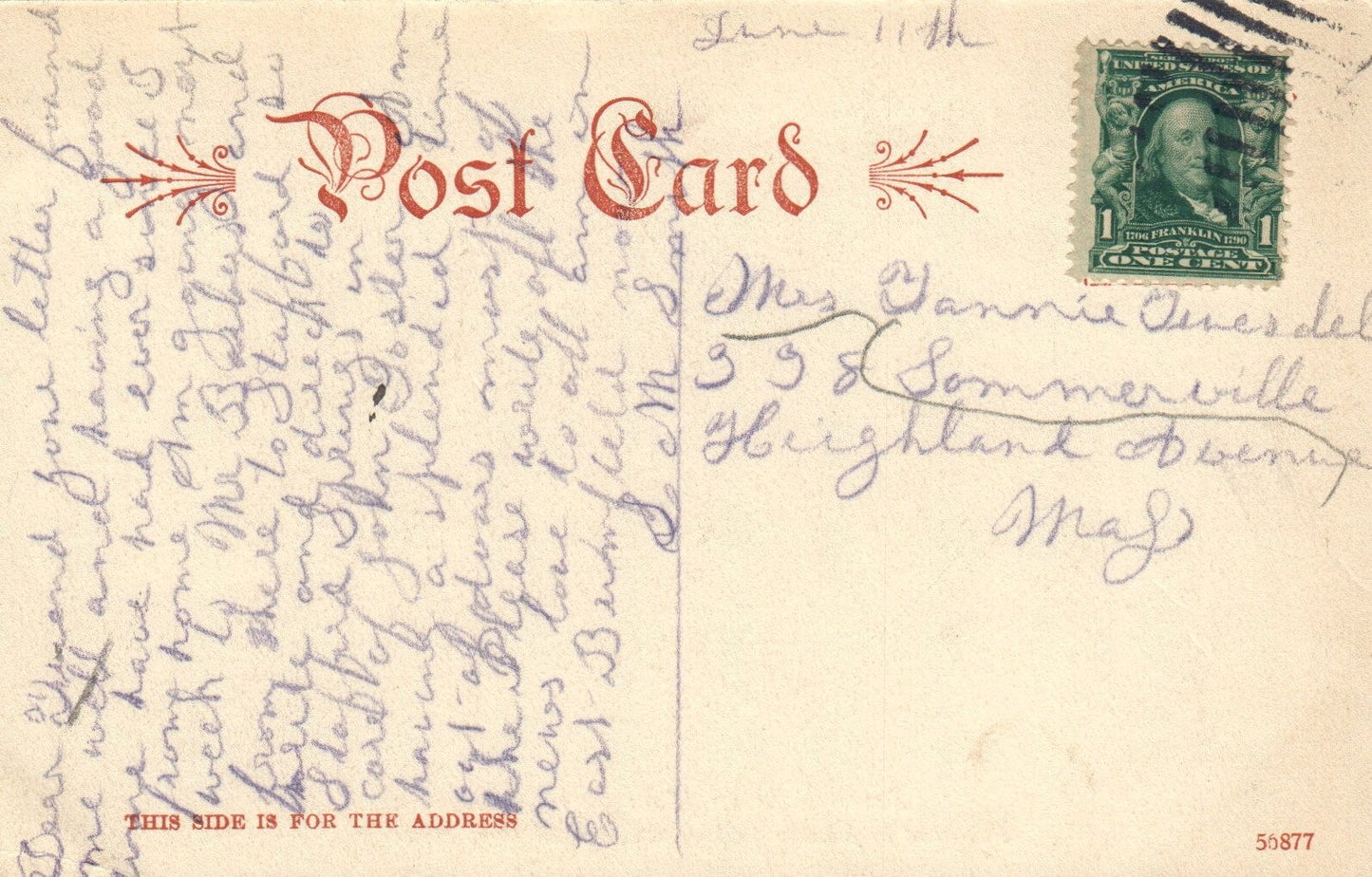 South Side of Main Street in Southbridge Massachusetts Mass Postcard