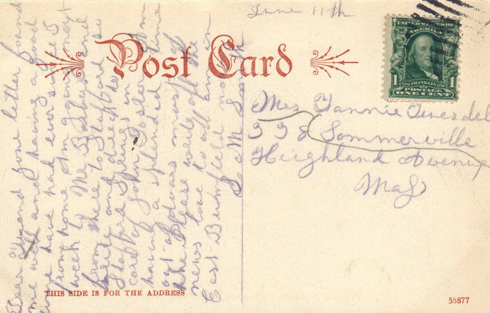 South Side of Main Street in Southbridge Massachusetts Mass Postcard