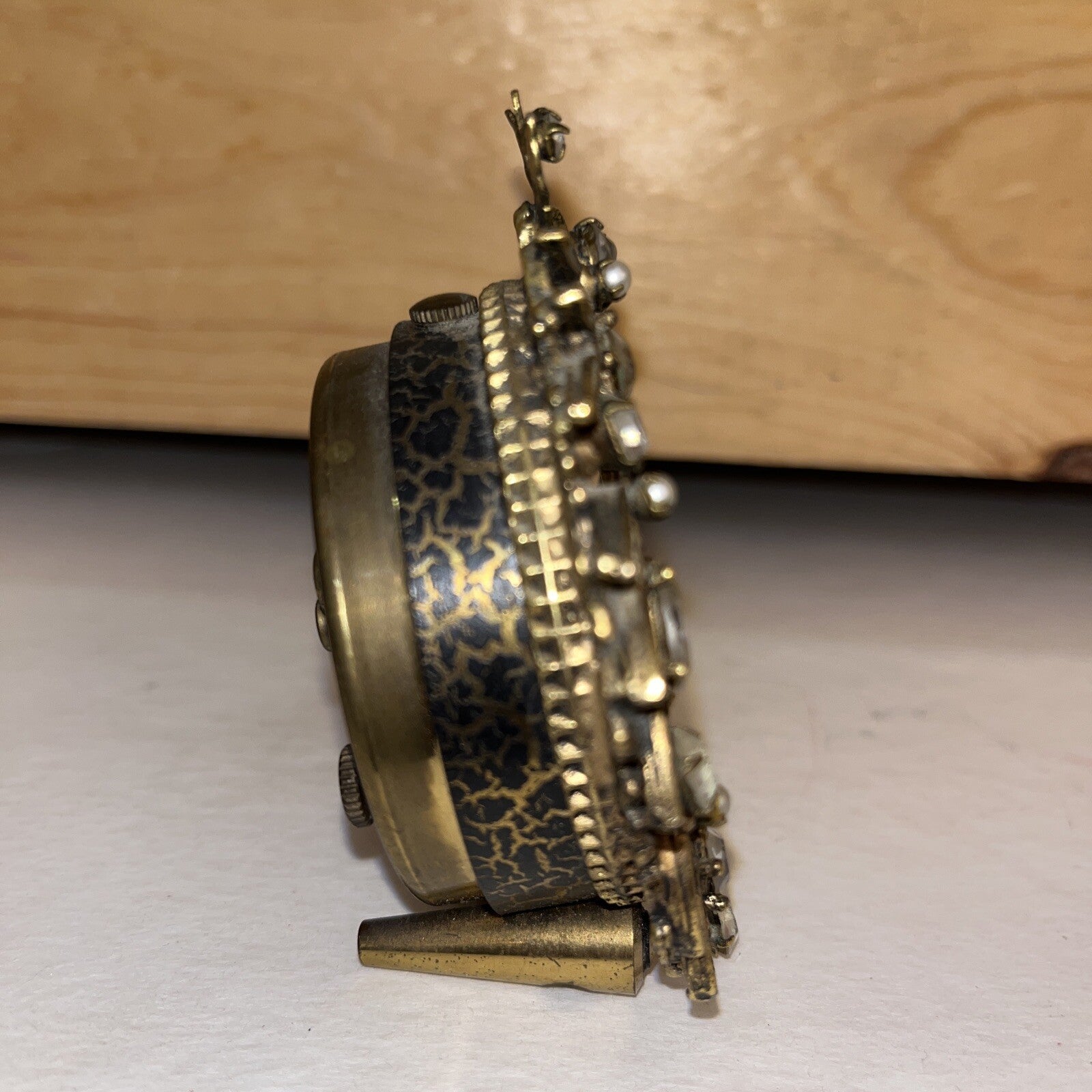 Linden Brass Wind Up Alarm Clock Marked West Germany 3.5” Rare Vintage