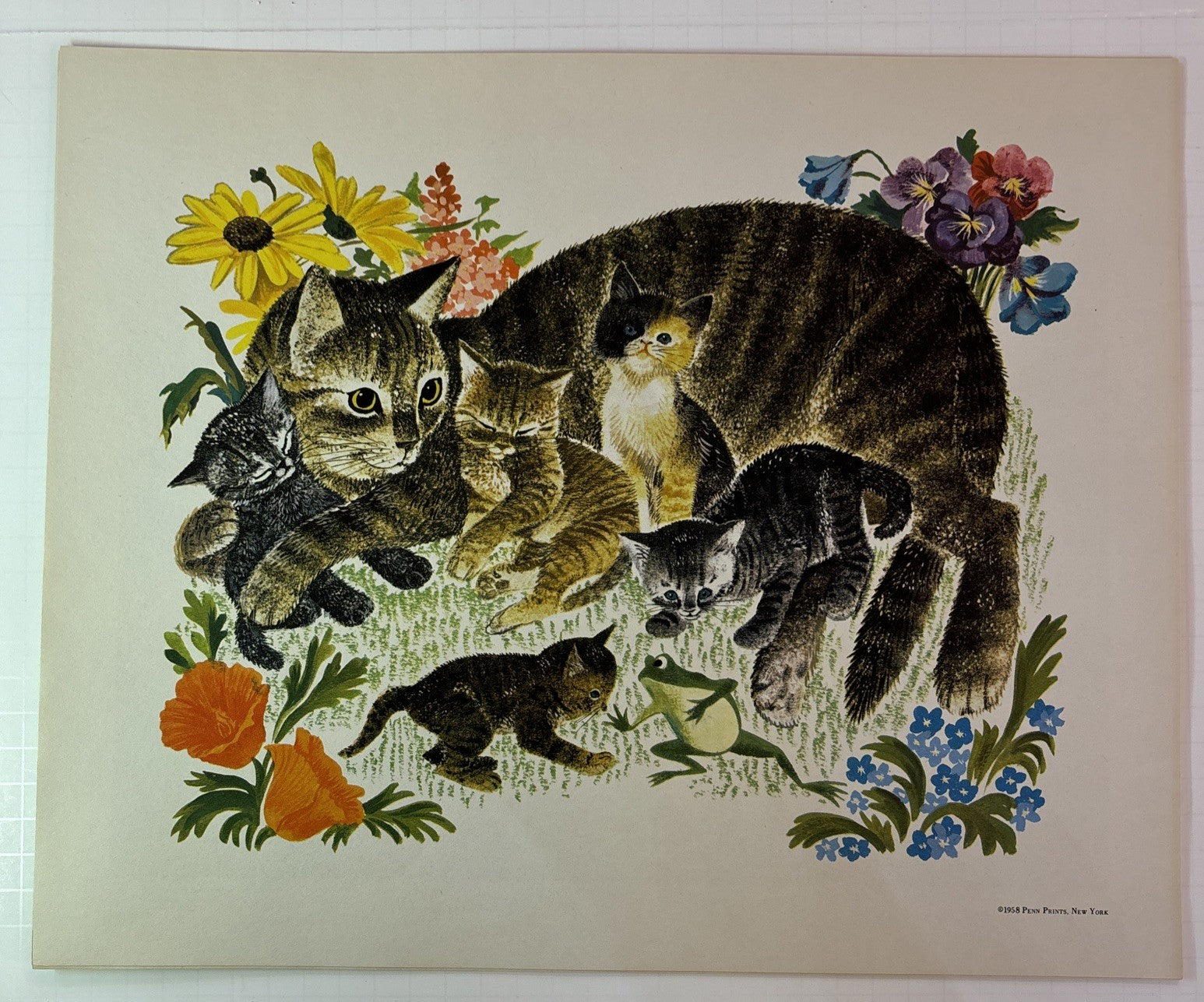 Six (6) Farm Animals Decorative Prints Penn 1958 Leonard Weisgard Yellow Folio