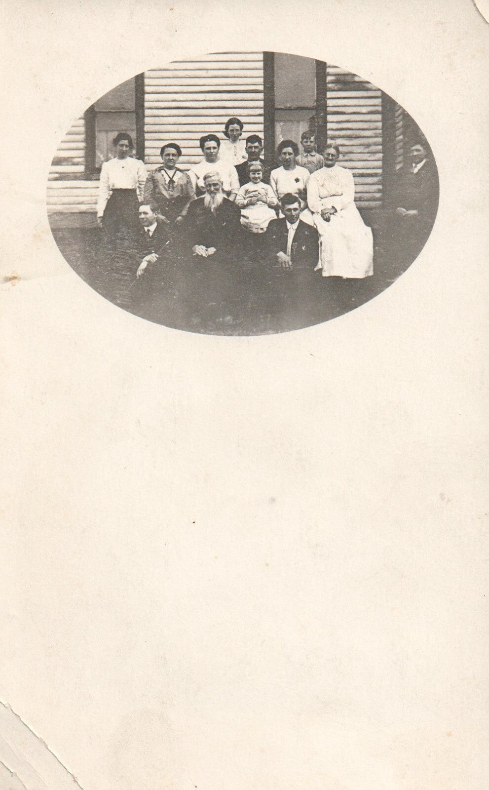 Real Photo Group Family Photograph in front of home People Postcard