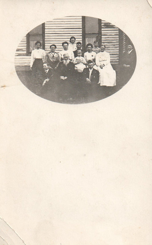 Real Photo Group Family Photograph in front of home People Postcard
