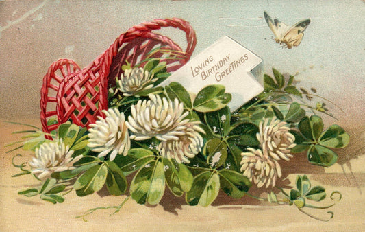 Loving Birthday Greetings Flowers and Butterfly Vintage Postcard