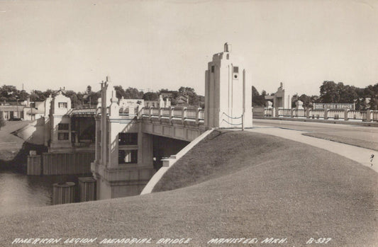 Real Photo American Legion Memorial Bridge Manistee Michigan MI Mich  B-537