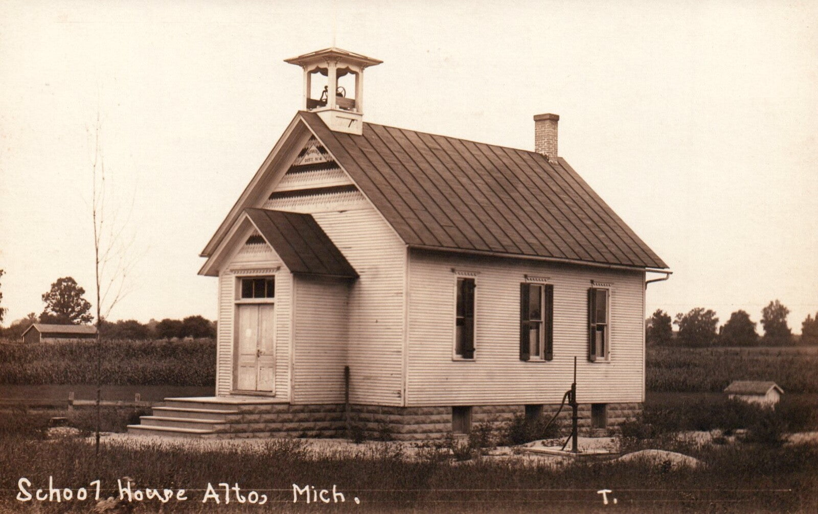 Real Photo of the Newly Constructed School House in Alto Michigan Postcard