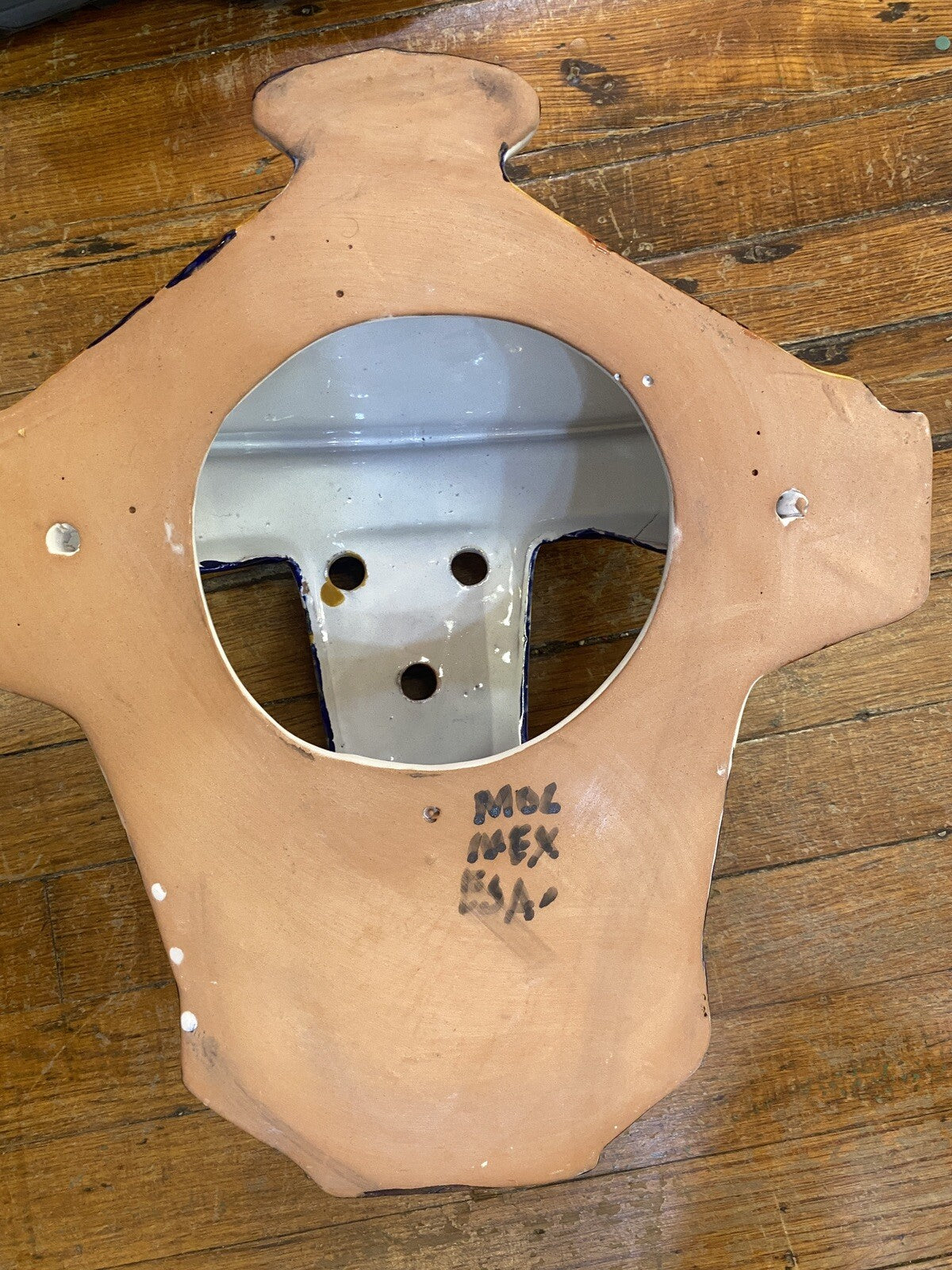 vintage Terracotta Pottery Wall Pocket Planter Mexican Talavera 1980's Sunflower