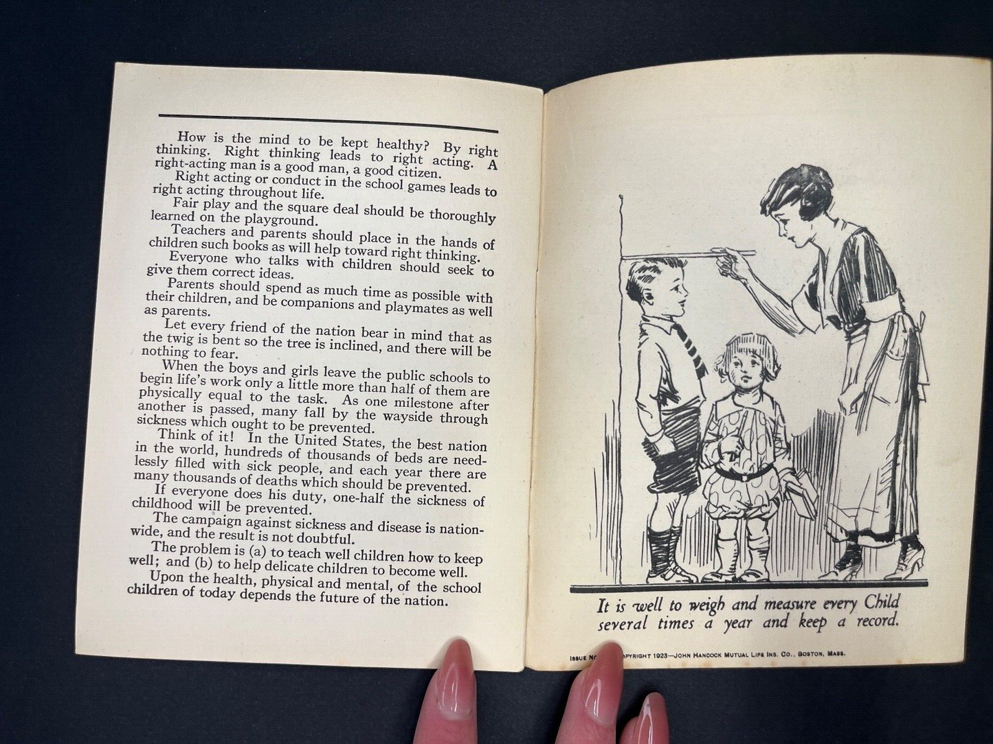 Vintage "The Healthy School Child" John Hancock Life Insurance Ad Book