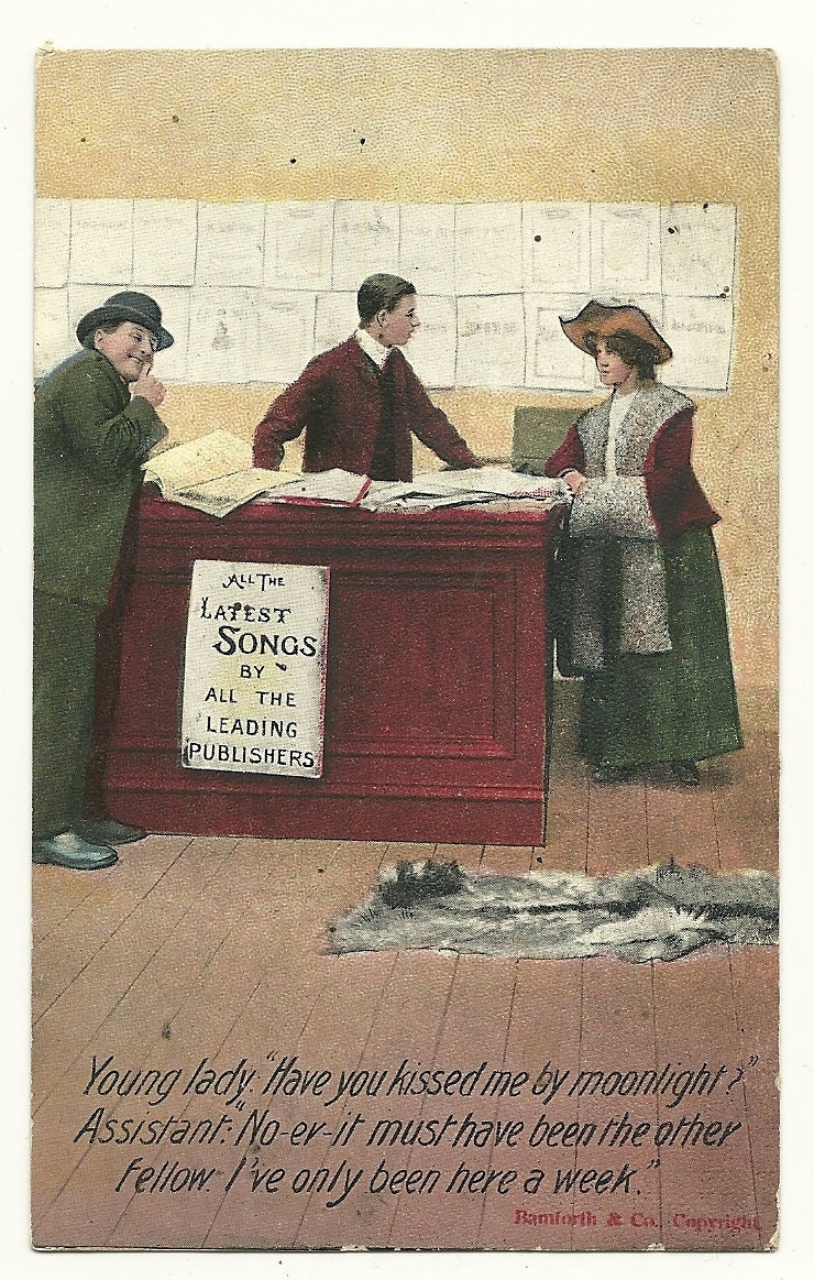 Humorous Love Romance Kissed me by Moonlight Music Store Comic S# 1226 Postcard