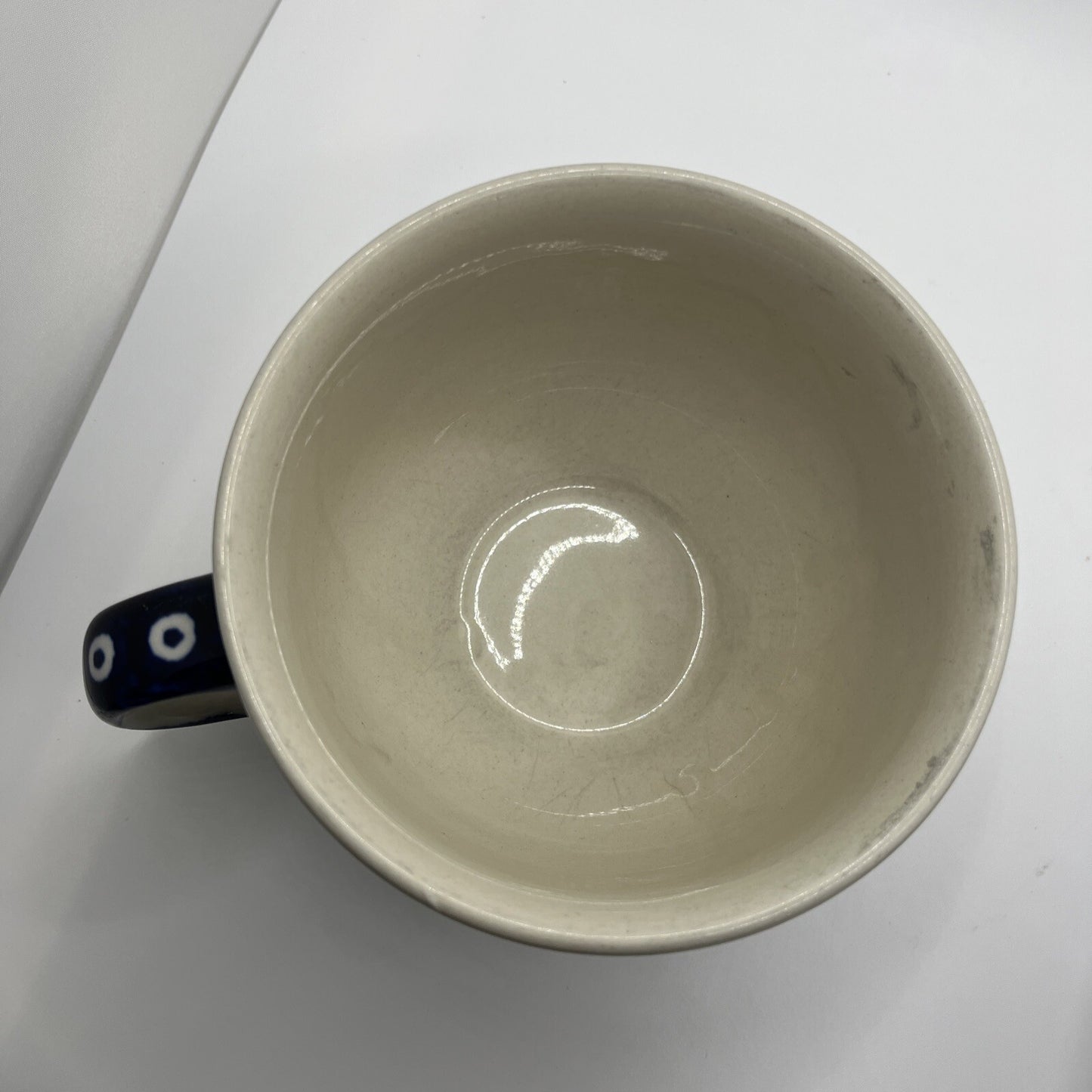 Polish Pottery Boleslawiec Large Blue Latte Cup Mug  18 Oz