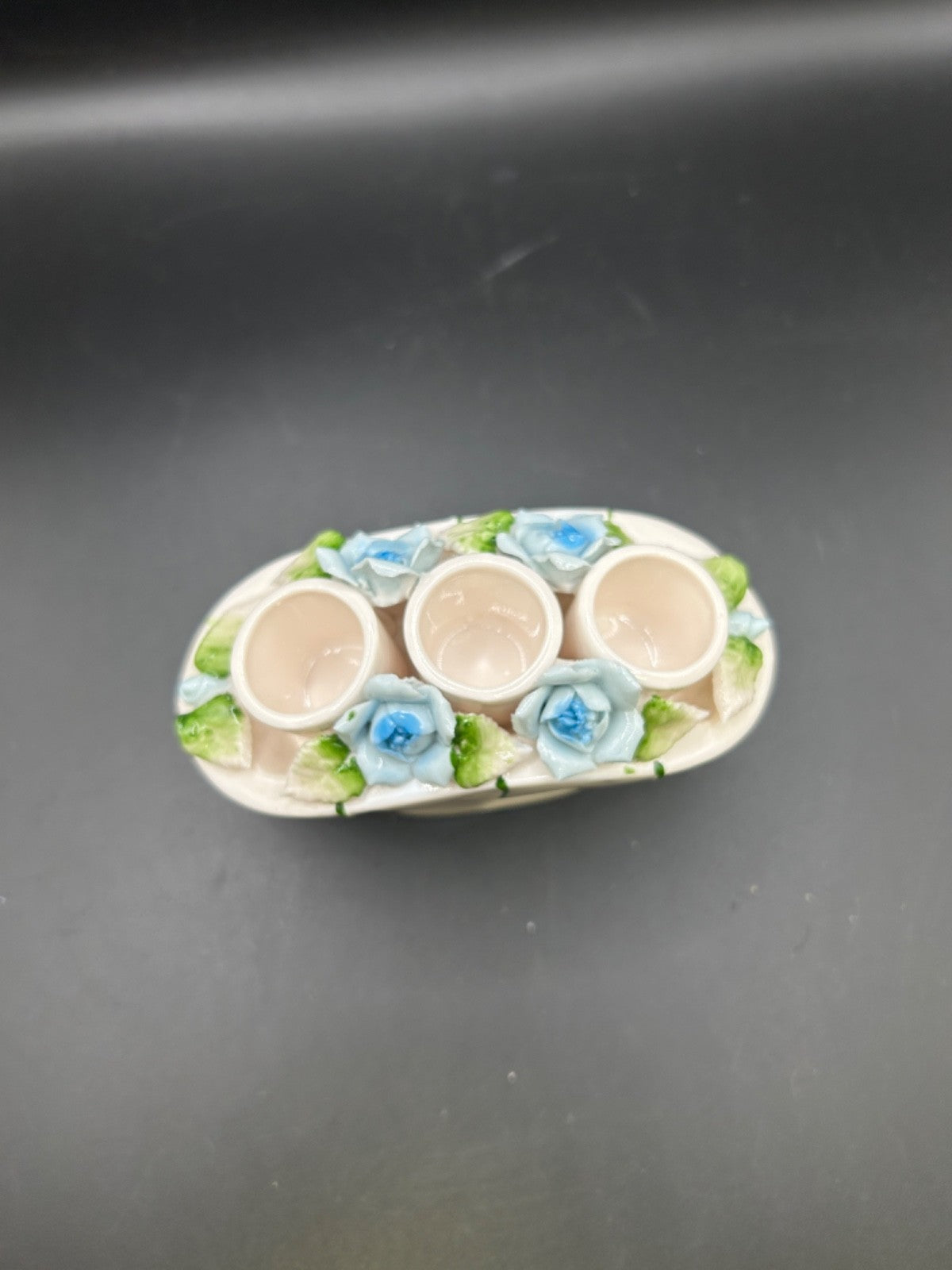 Vintage IW RICE Porcelain Lipstick Holder with Roses MCM Made in Japan