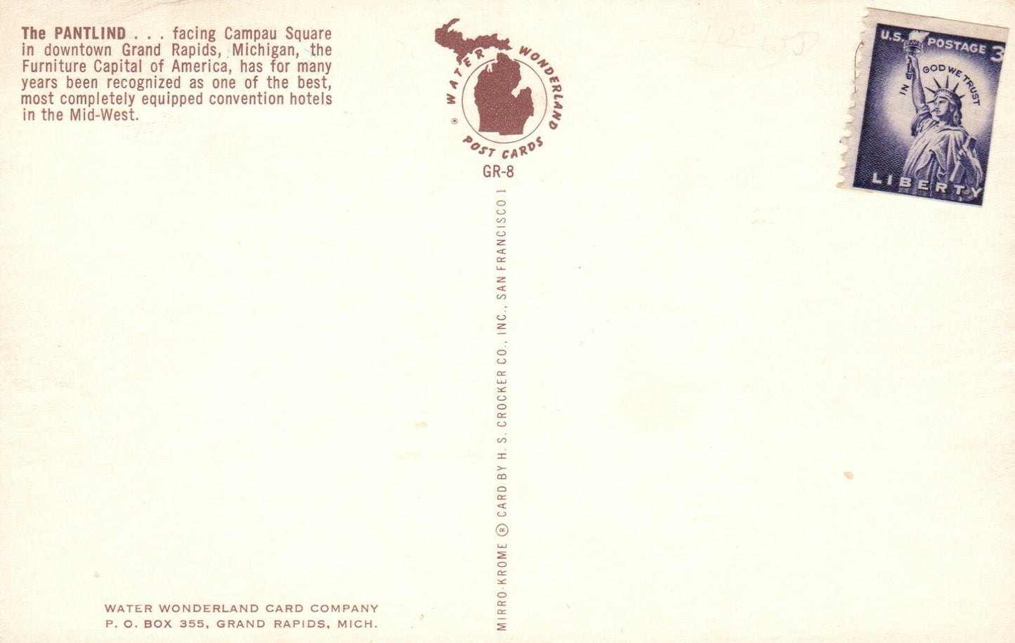 The Pantlind, Grand Rapids Michigan Mich MI Postcard