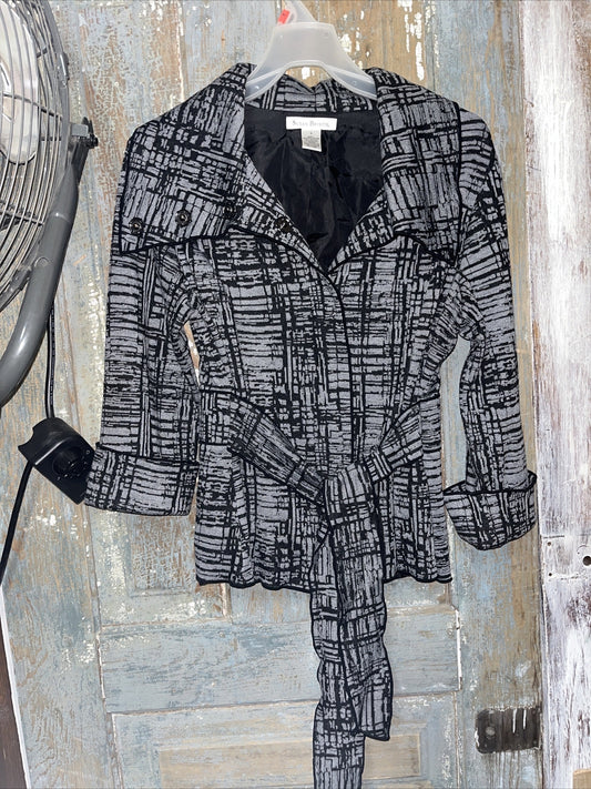 Vintage Susan Bristol Blazer Jacket Womens S Black/Gray 4 Snaps Business