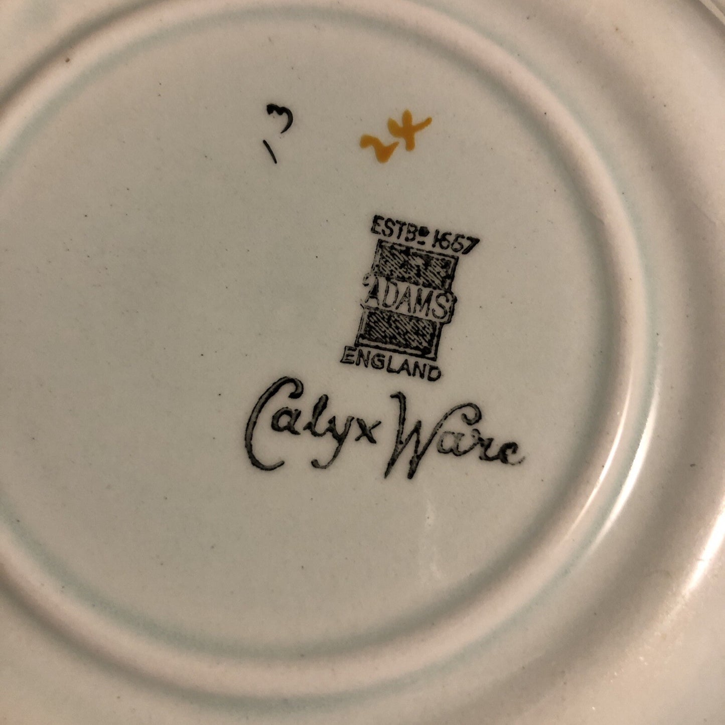 Calyx Ware Floral Oriental Pattern Saucer Pinks & Greens  Adams England