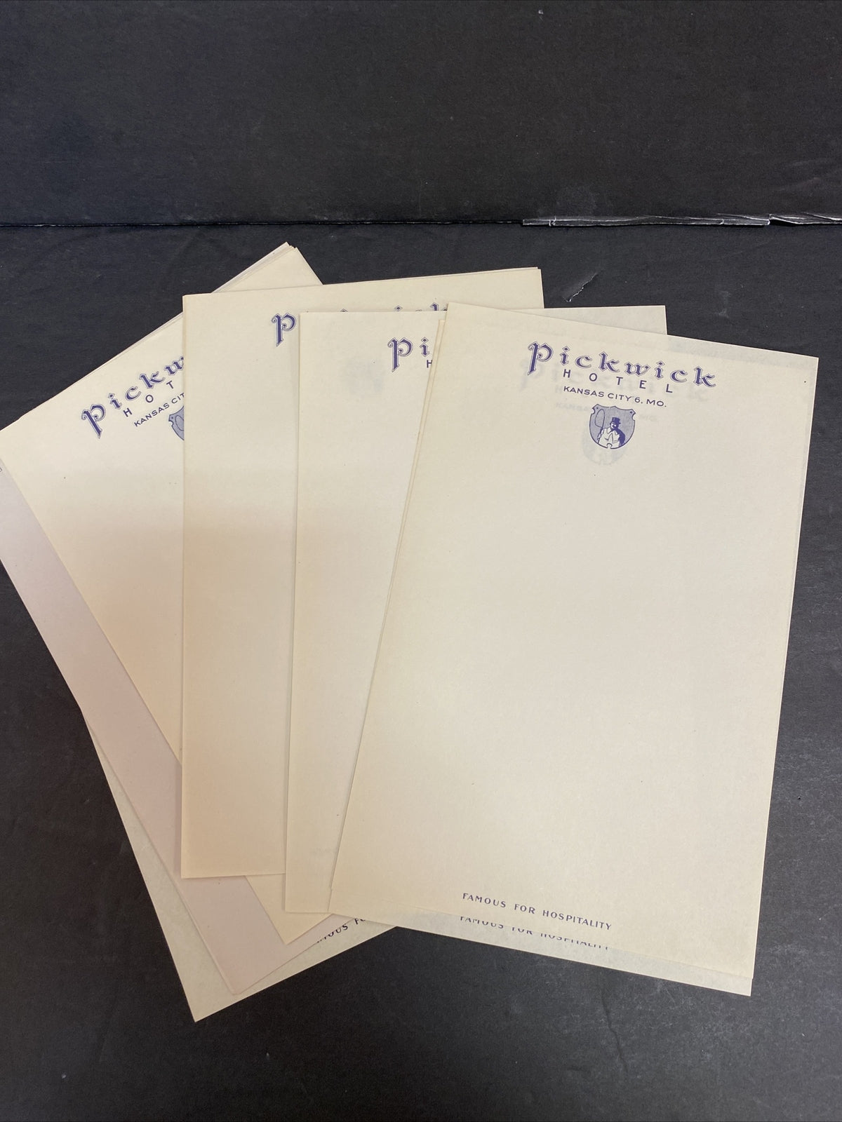 Vintage Pickwick Hotel Kansas City 6 Missouri MO Hotel Stationary 7 Sheets