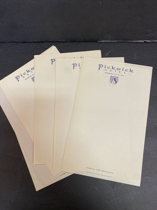 Vintage Pickwick Hotel Kansas City 6 Missouri MO Hotel Stationary 7 Sheets