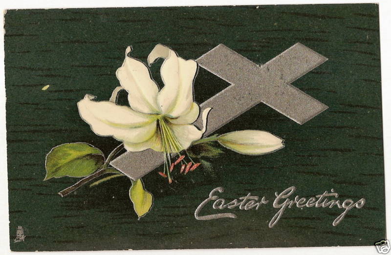 Tuck Cross Lily Easter Postcard Series 1721