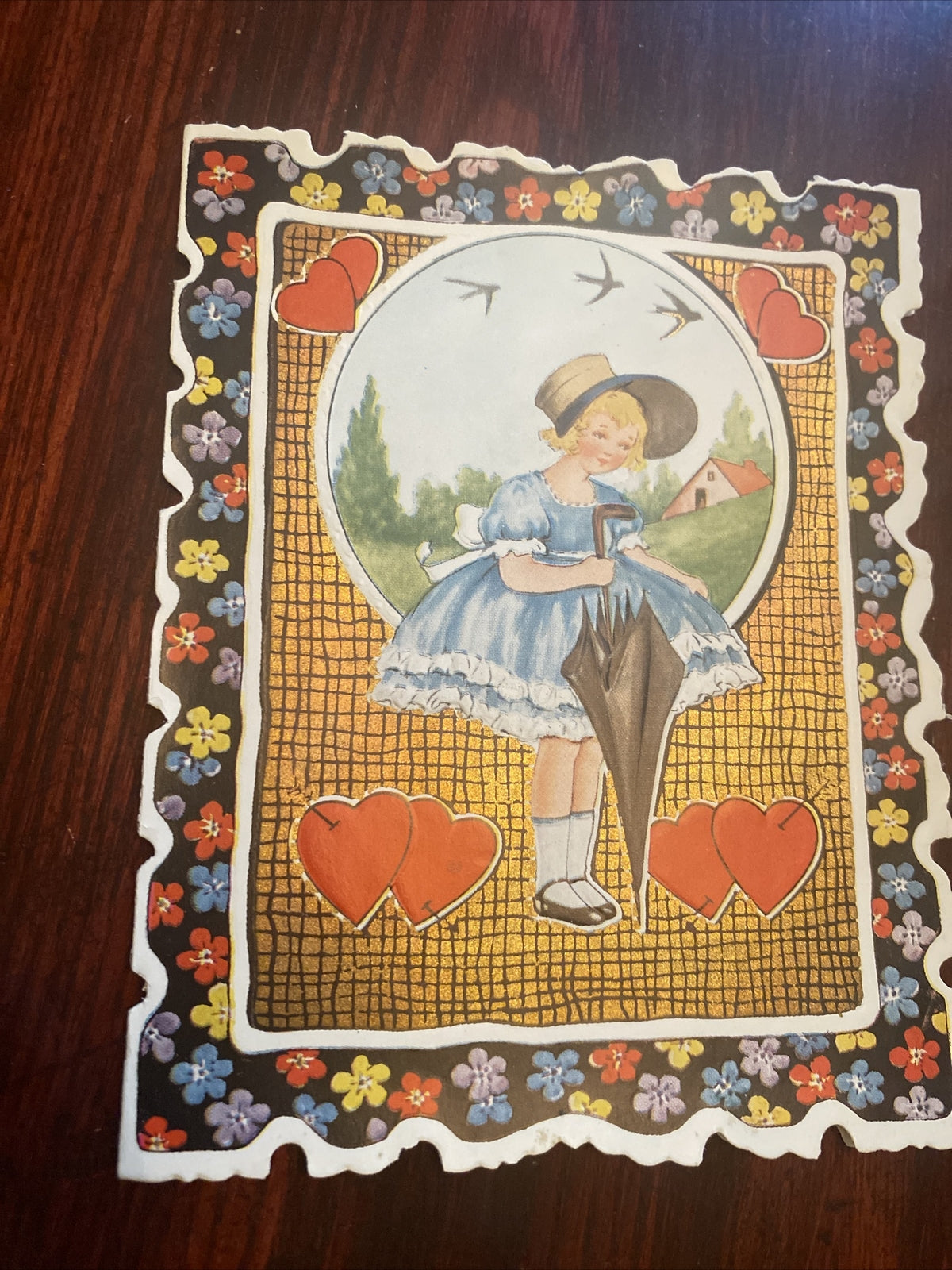 1930's Vintage Greeting Card Valentine Theme by Whitney New Old Store Stock