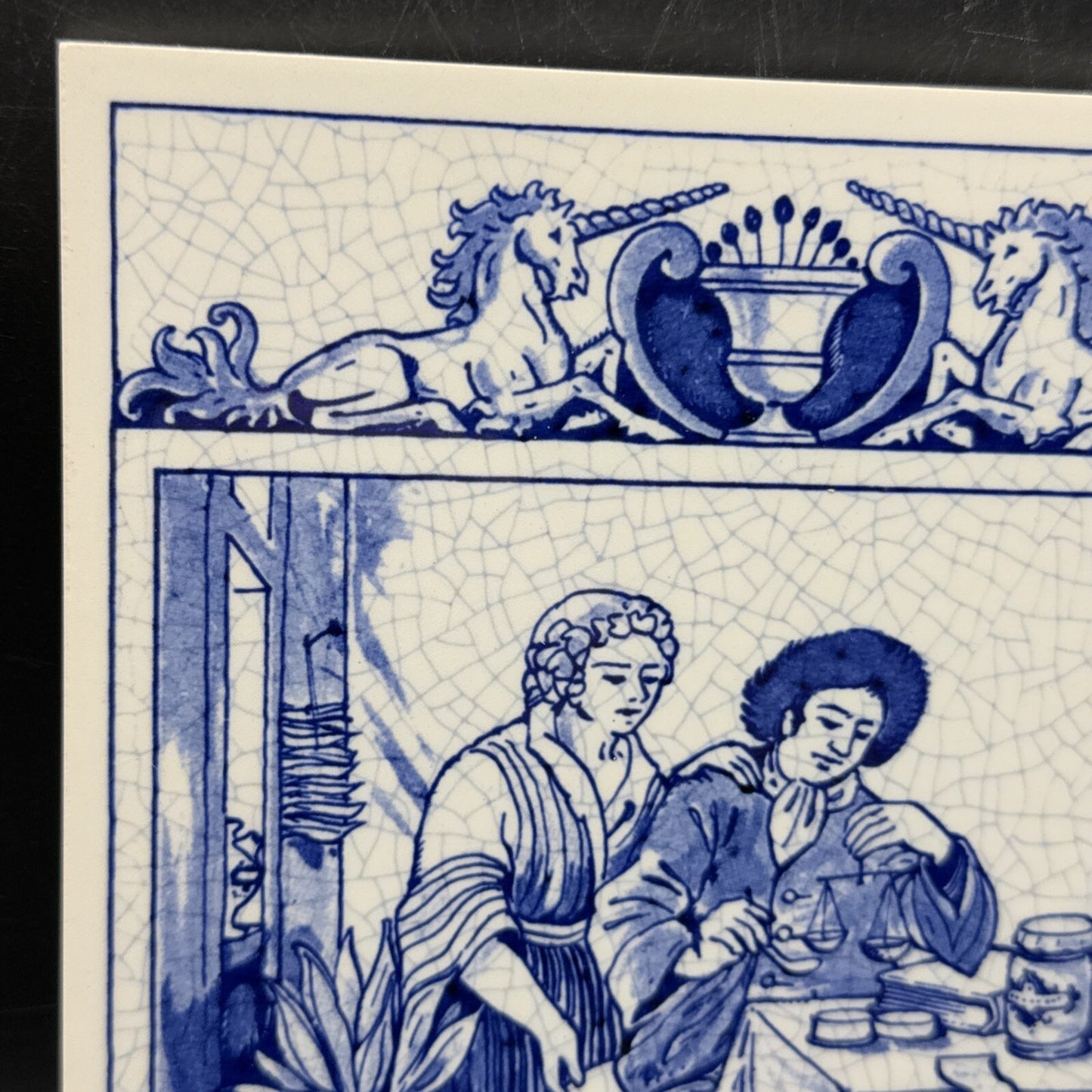 Delft Tile Schoonhaven Holland Vintage Tile Delft Blue White Pharmacy Drug #1