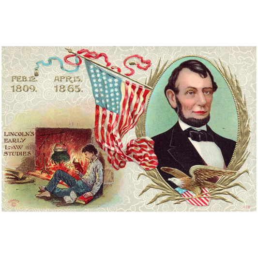 Abraham Lincoln's Early Law Studies Abraham Lincoln Portrait Vintage Postcard