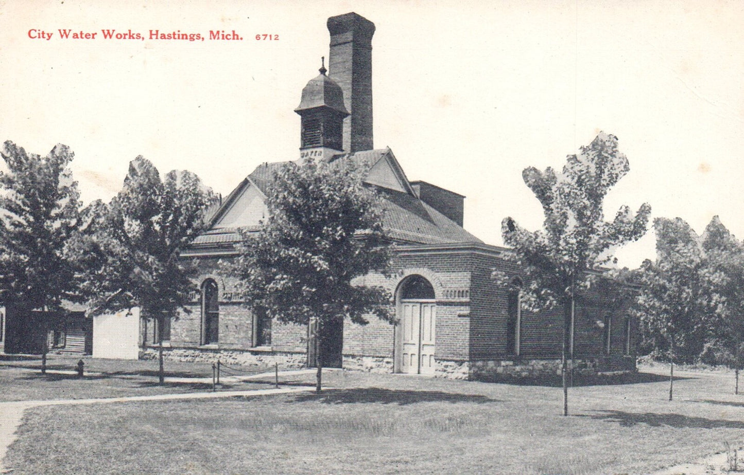 Soldiers Monument & City Hall in Hastings Michigan MI Postcard