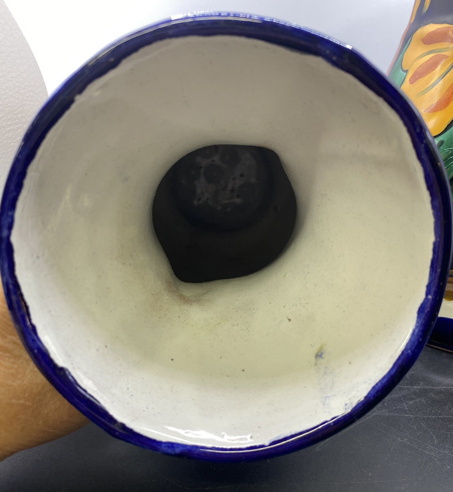 vintage Terracotta Pottery Pair of Vases Mexican Talavera 1980's Sunflower