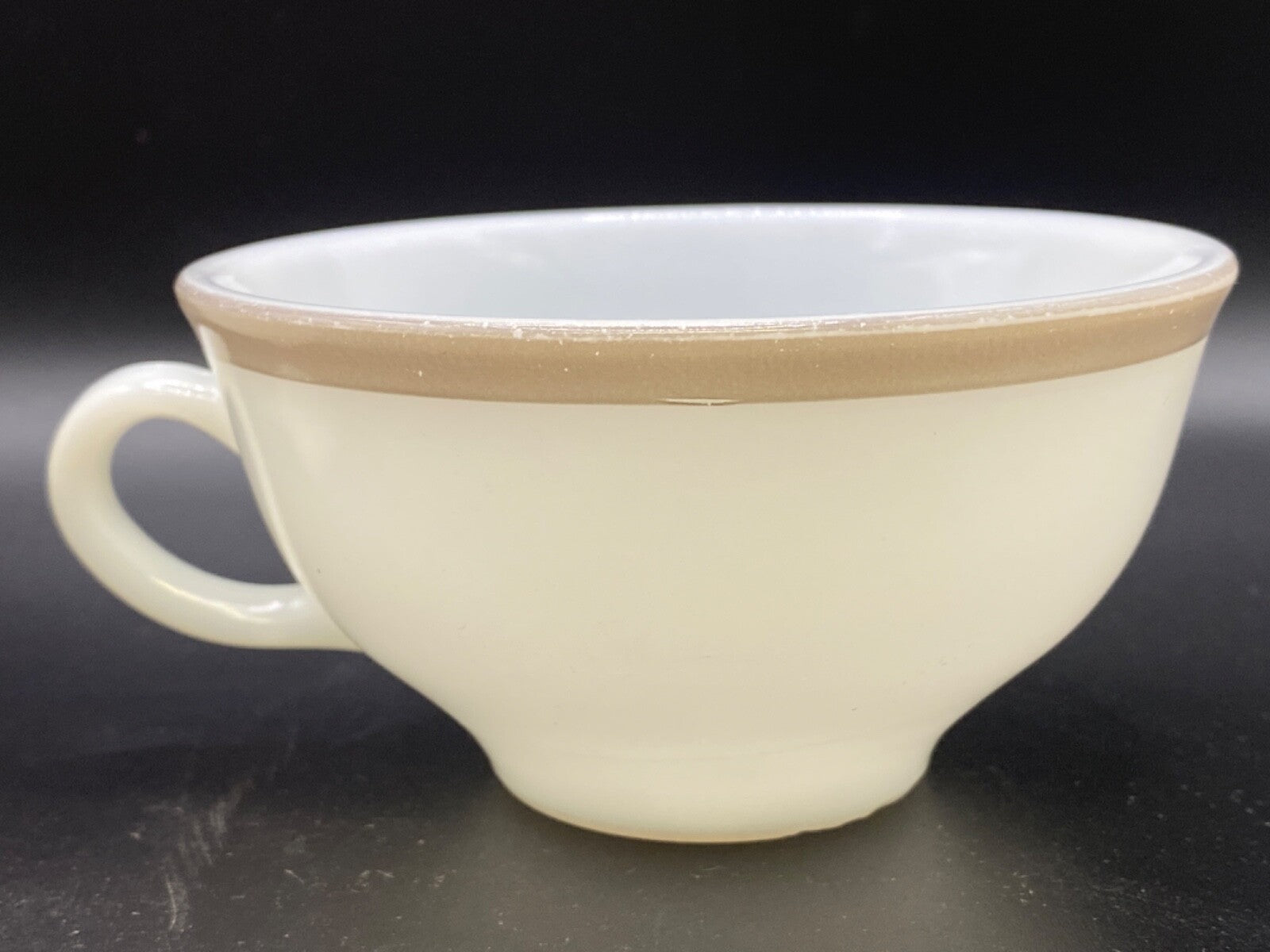 RARE Set of 2 Vintage  Pyrex White Dove Grey Regency  Trim Gray USA Cup cups