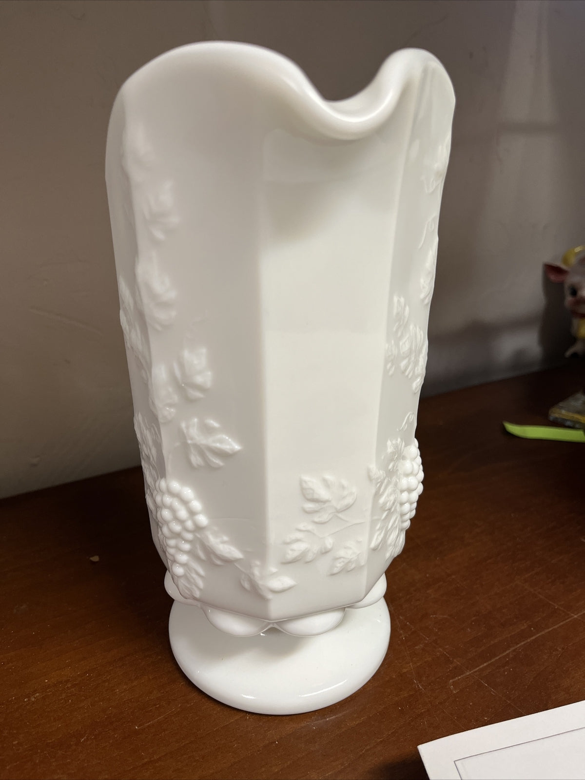 Vintage Westmoreland White Milk Glass Pitcher Grapes Paneled 3 1/2 Cups Heavy