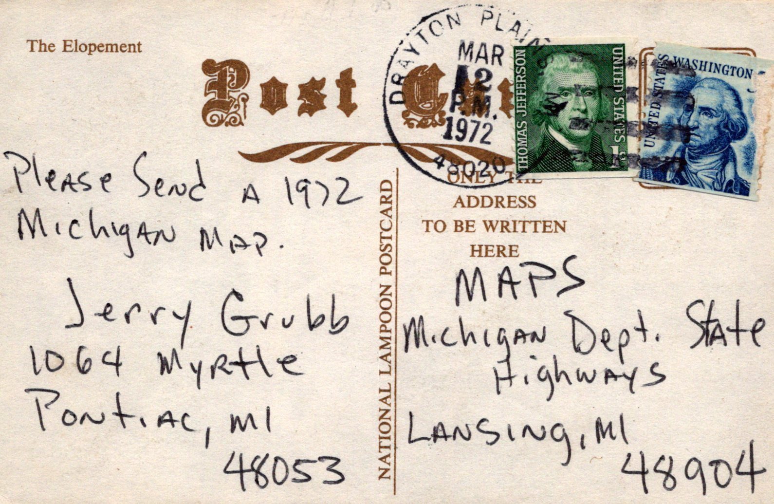 Bride Sitting on Dapple Gray Horse "The Elopement" Horses Animals Postcard