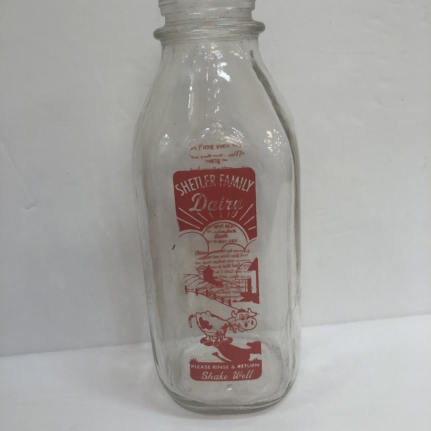 Rare Shetler Family Dairy Kalkaska Michigan Milk Quart Bottle Michigan MI Mich