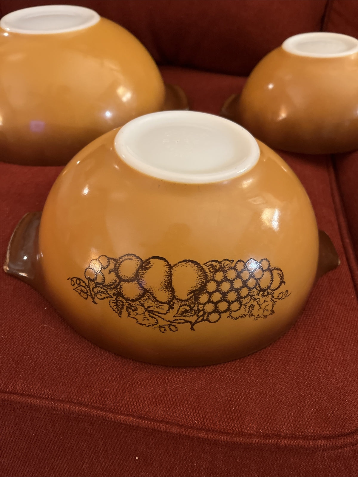 Pyrex Nesting Cinderella Mixing Bowls Old Orchard Set of (4) 441 442 443 444