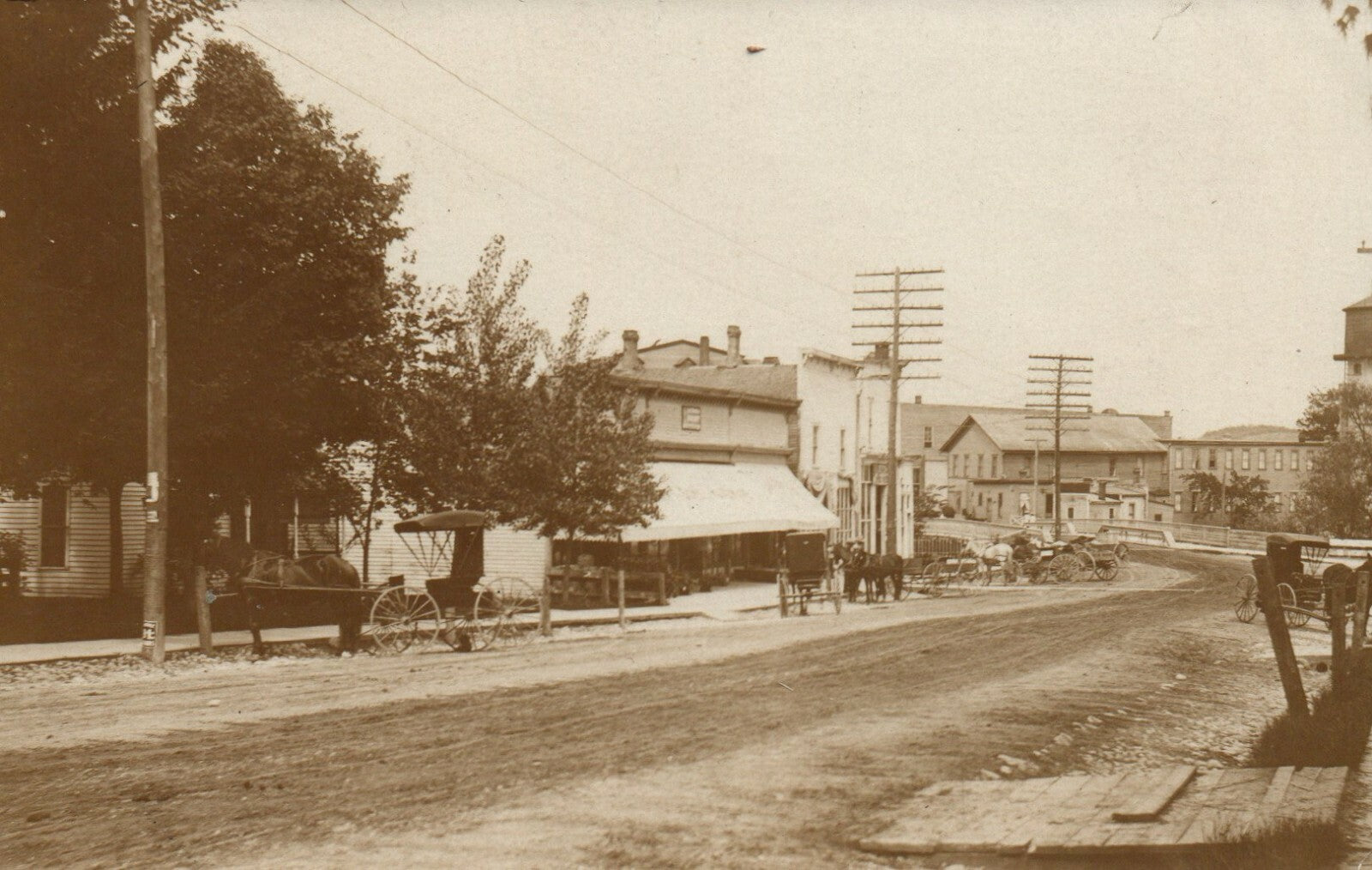 Real Photo Horse and Buggy Down Middleville Old Main Street Michigan MI Postcard