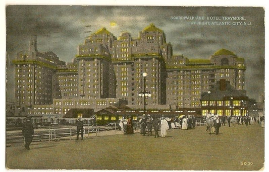 Hotel Traymore Night Atlantic City New Jersey NJ Postcard
