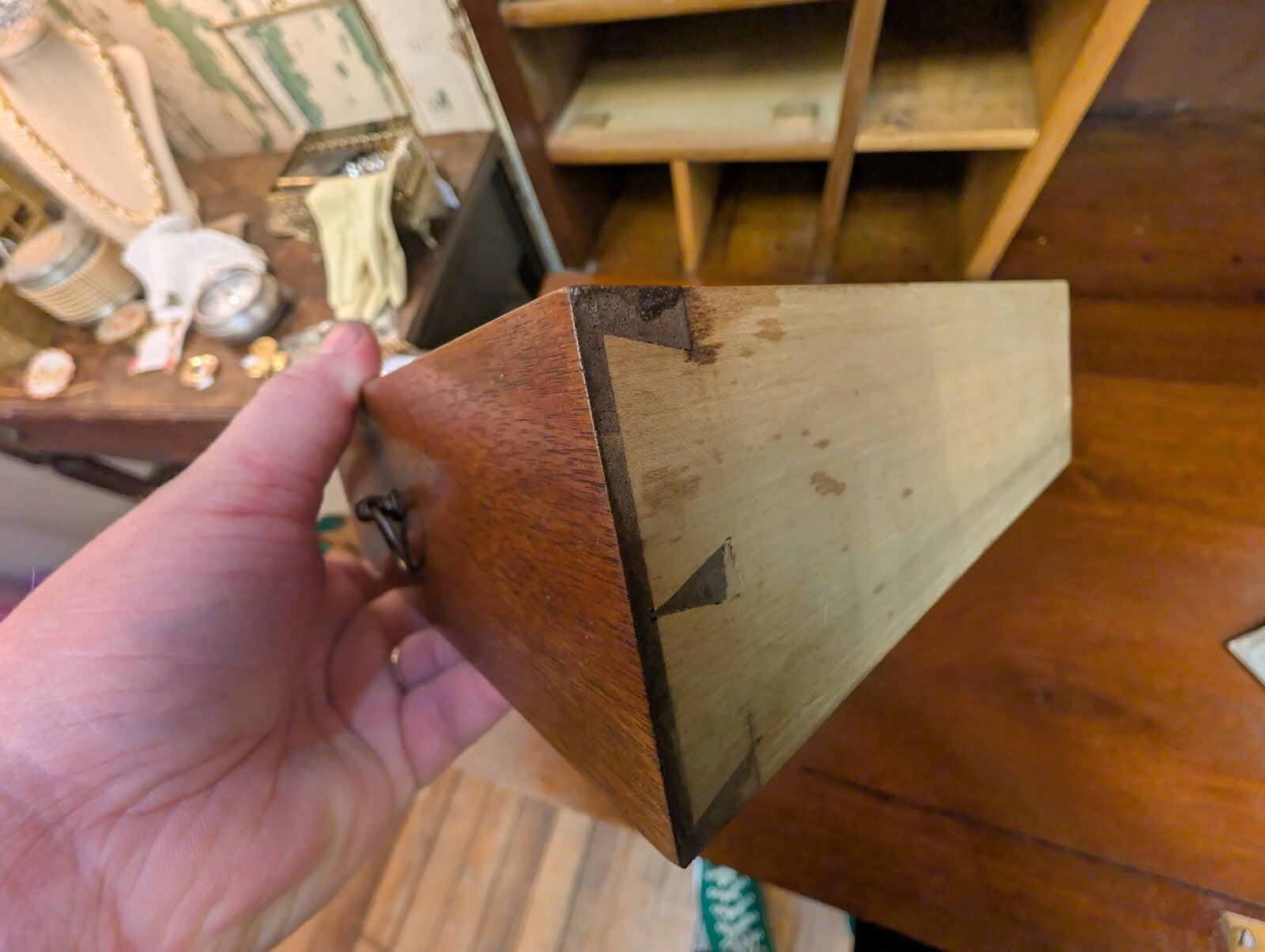 Victorian Antique Rosewood Grained Walnut Secretary Desk & Bookcase