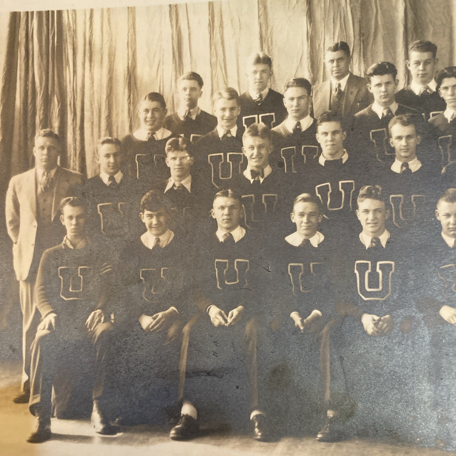 1930 Real Photo Union High School Grand Rapids Michigan  MI Athlete Photograph