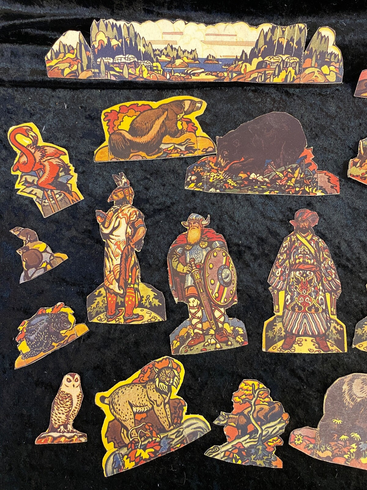 Primitive Cardboard Cutout Toys Paper Dolls Animals Warriors Vikings Indians