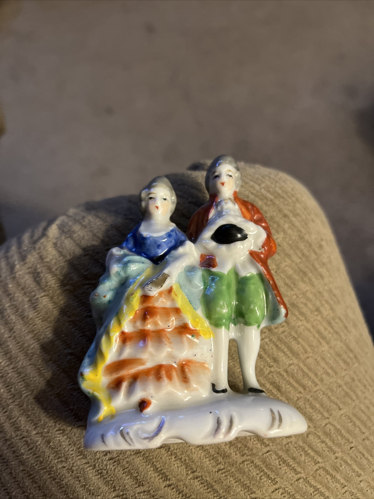 Vintage Porcelain Figurine Victorian Couple Hand Painted Made in Occupied Japan