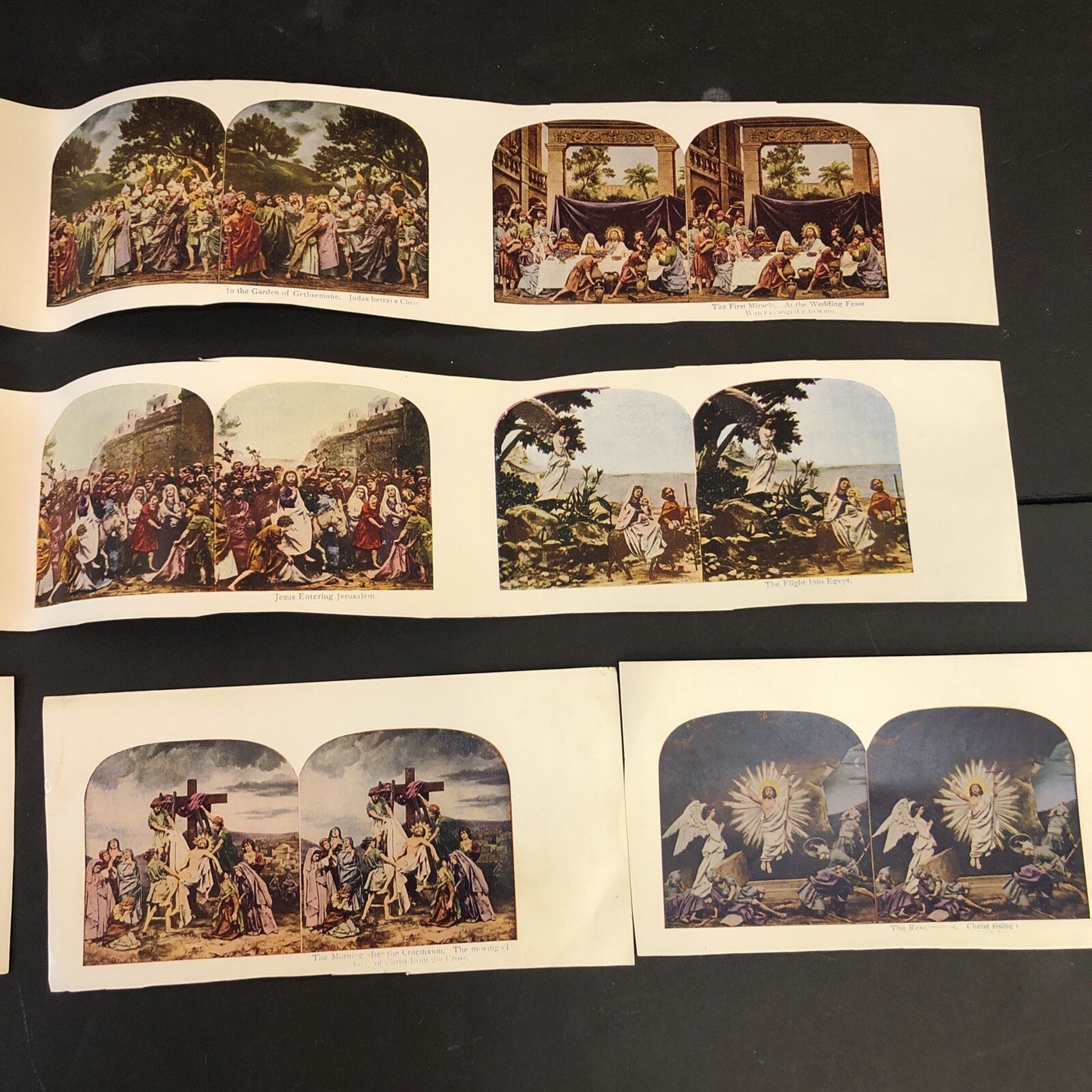 Stereoview Paper Cards Biblical Scenes Jesus Birth to Death Lot of 12