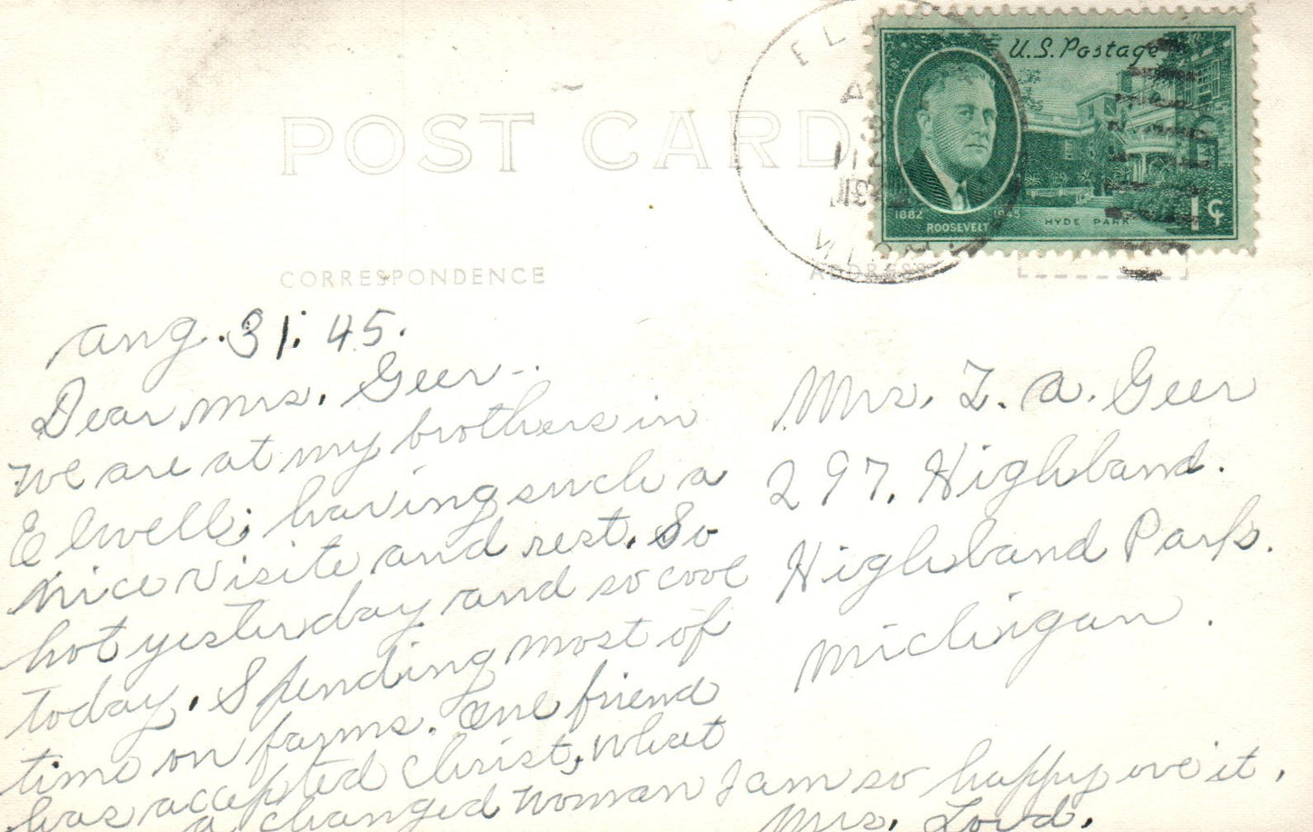 In the Park at St. Louis Michigan Michigan Mich MI Postcard