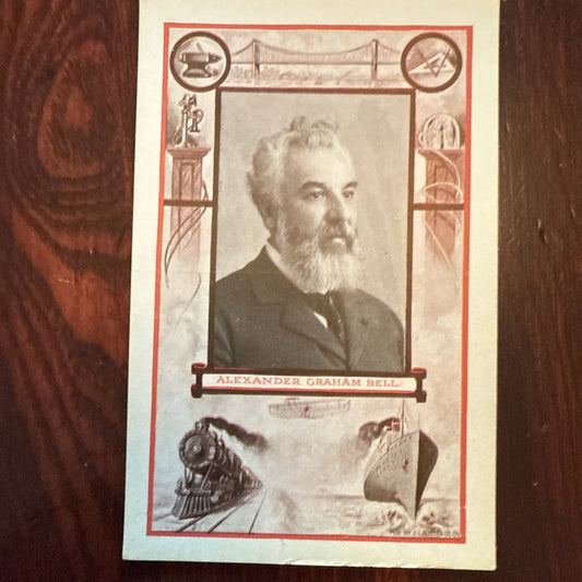 Alexander Graham Bell by J I Austen Postcard Anvil Ship Plane Train *Scarce