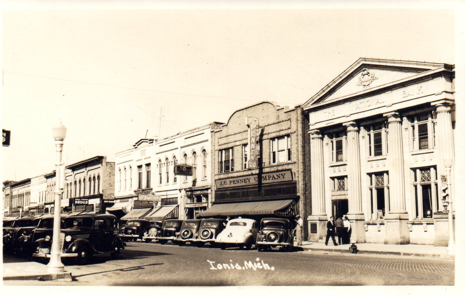 Main Street Ionia Brick Road Michigan Mich MI Postcard RPPC EKC 1939-1950